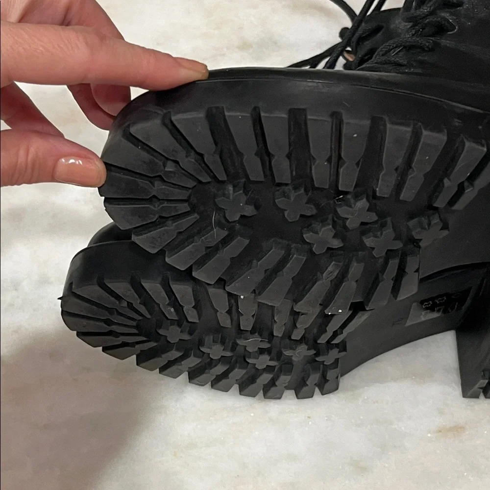 Madewell Black Leather Combat Boots 7.5 - Picture 7 of 9